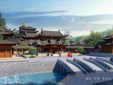 吉林寺院重建规划设计方案鸟瞰图—积福禅寺